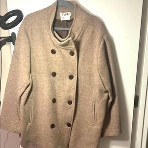 Flax Women's Beige Double-Breasted Pea Coat